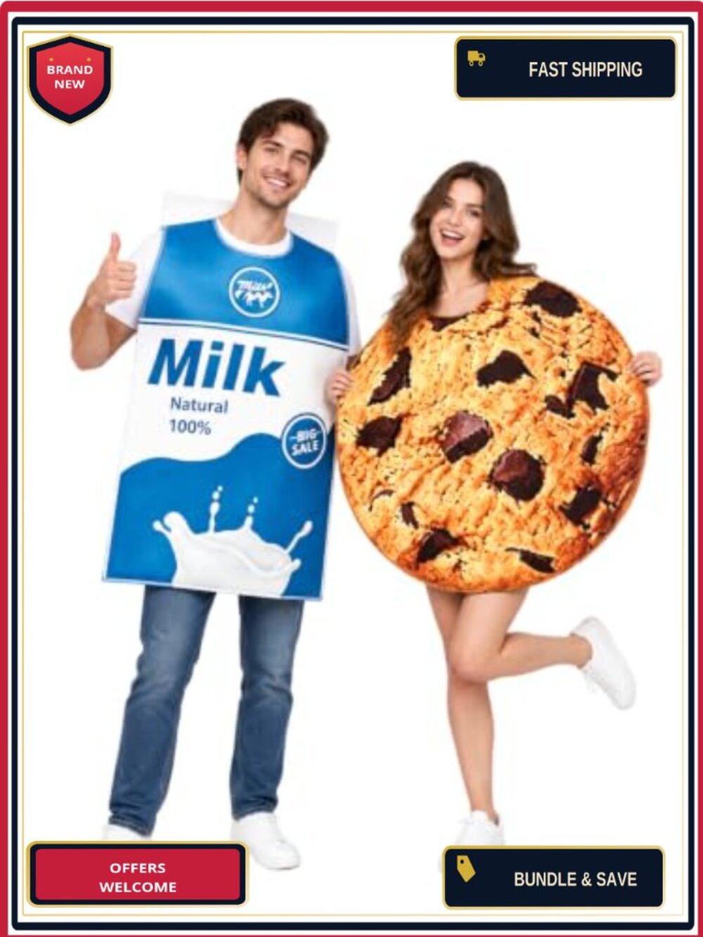 Milk and Cookies Couple Costume Set Adult Halloween Party Cosplay